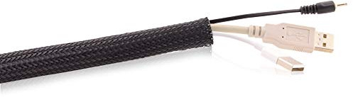 Kabelschlauch Gewebeschlauch in Schwarz mit praktischem Klettverschluss, 17-20mm Durchmesser, Länge 2,5m für eine Flexible Kabelsortierung & Kabelschutz