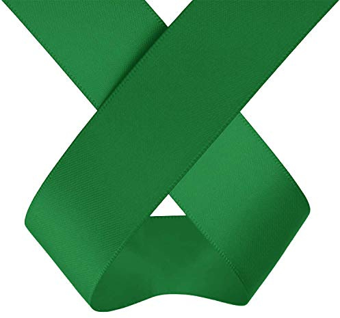 Trimming Shop 40mm x 25 Metres Doppelseitiges Band, Satinband für Geschenkverpackungen, zum Basteln von Haarschleifen, Hochzeit, Basteln, Nähen, Weihnachtsdekoration, Verde Botella