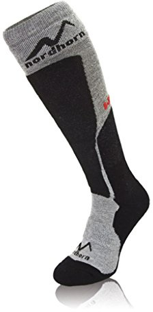 Nordhorn merinoull skidor män och kvinnor – snowboardstrumpor merino andas – funktionssockor med specialvaddering svart 35-37