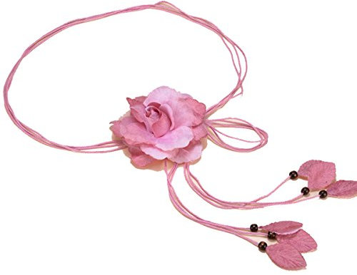 Cheerlife Damen Blumen mit Quaste Schmaler Gürtel Kleidgürtel Taillengürtel Hüftgürtel Kleid Belt Gürtel (Rosa)