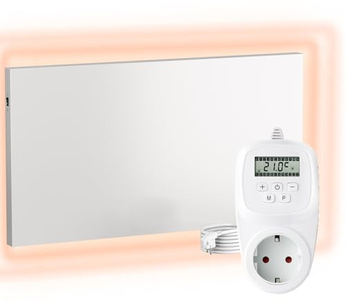 VIESTA® H700 Chauffage infrarouge 700 W – Panneau 60×120 cm, Carbon Crystal, sans cadre, mural/plafond, IP20, TÜV/GS, protection surchauffe, incl. thermostat enfichable TH12 (7 jours)