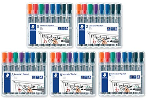 Staedtler Lumocolor 356 WP8X Flipchart-Marker (Rundspitze ca. 2 mm Linienbreite, Set mit 8 Markern, Ideal für Flipchart-Blöcke, farbintensiv, geruchsarm, hohe Qualität) (5)