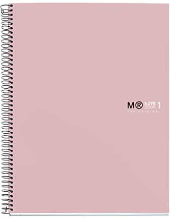 Miquelrius - Cahier A5, Notebook The Original Colors, 80 Feuilles de 90 g/m², 1 Bande de Couleur, Petits Carreaux 5 mm, 2 Perforations, Couverture Rigide en Carton Plastifié, Sable
