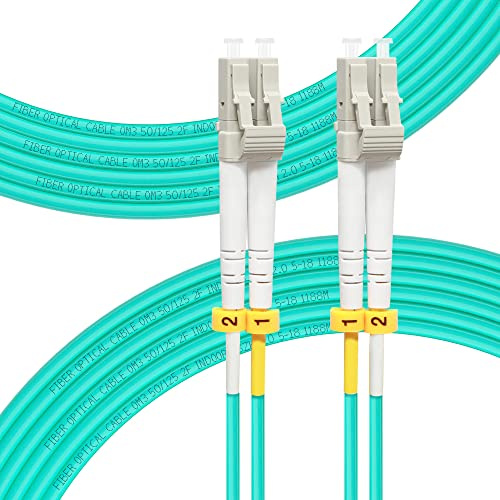 FLYPROFiber OM3 LC to LC Multimode Fiber Patch Cable 20m/66ft | 10G/40G, Duplex, 50/125um Fiber Optic Cable Cord LSZH, Length Options: 0.2m-100m