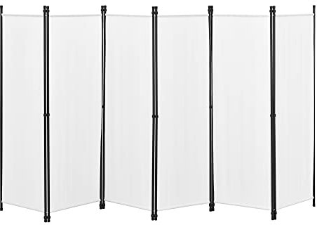 [en.casa] Raumteiler Huesca 6-teilig 300x171cm Paravent Trennwand 6-TLG. Sichtschutz Stellwand Spanische Wand Weiß