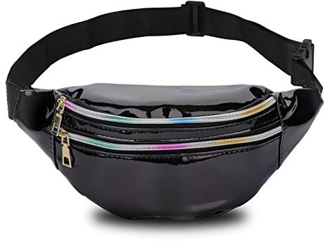 TBoonor Bauchtasche Mode Wasserdicht Gürteltasche Fächer mit Reißverschluss Reflektierender Verstellbarer Gurt Hüfttasche für Damen und Herren Party Festival Sport Outdoor Travel Schwarz | Wasserdicht, Fächer, verstellbarer Gurt – perfekt für Sport, Reisen & Festivals!