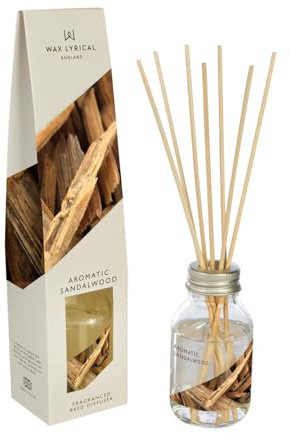Wax Lyrical Reed Diffuser Home Fragrance - Aromatic Sandalwood, 100ml | Bergamot, Mandarin, Cardamom, Ginger, Vanilla and Leather Scents, For Living Rooms and Home Offices, Room Air Freshener