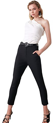 Trendyol Black Cigarette Pants, Short aux Femmes, Black, 42