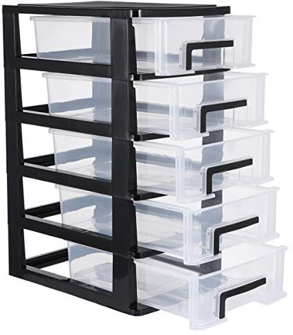 Zerodeko Schubladenlagerkabinett. Plastikschublade Schrank Multifunktionale - Layer- Lagerschrank Tragbare Aufbewahrungskoffer Organizer Sundries Inhaber für Home Office (Schwarz) Kommode
