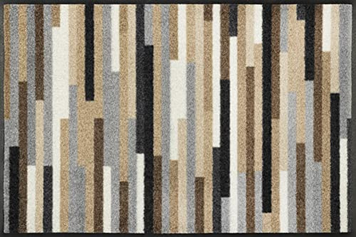 wash+Dry Fußmatte, Mikado Stripes Nature 50x75cm, innen, waschbar, bunt
