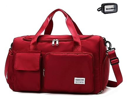 Kleine Sporttasche für Damen, Reisetasche, Handgepäck, Wochenendtasche mit Schuhfach, 06#Rot, Gym Bag & Toiletry Bag, Turnbeutel und Kulturbeutel