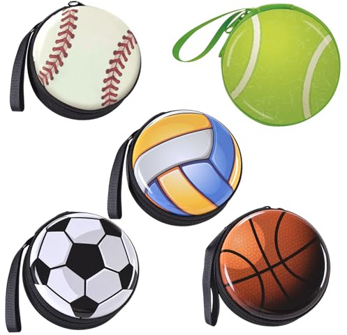 Monedero Niño Juvenil,Forreen 5 Piezas Billetera Mini Dibujos Lindos Forma de Pelota Portátil Carteras con Cremallera para Monedas, Tarjertas, Llaves, Auriculares,Tarjeta de Identificación