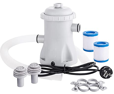 Daoco Pool-Filterpumpe, 330 GPH, elektrische Wasserpumpe für Planschbecken mit 2 Filterkartuschen, Poolpumpen, oberirdisch, kleine Filterpumpe für Schwimmbecken