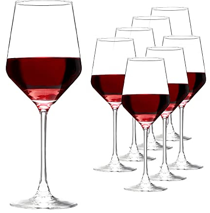 YANGNAY Wine Glasses (Set of 8, 17 Oz), Clear Wine Glasses for Red Wine, Smooth Rim, Dishwasher Safe