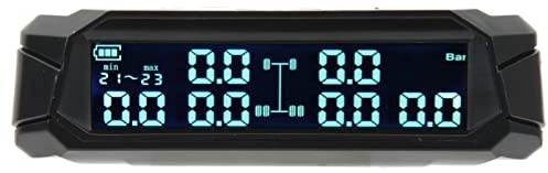 Aramox Moniteur de Pression des Pneus, Système de Surveillance de la Pression des Pneus de Camion à 6 Roues, Moniteur TPMS à énergie Solaire sans Fil avec 6 Capteurs pour Camion