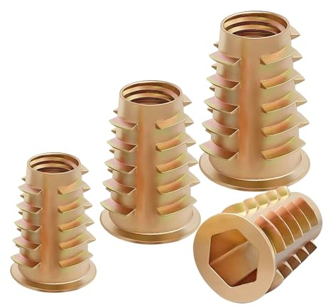 Qrity 20 Stück Zinklegierung Sechskant Gewinde, M6 x 20mm Möbel Sechskantantriebskopfmutter mit Gewinde, Leiterförmige Gewindeeinsatzmuttern