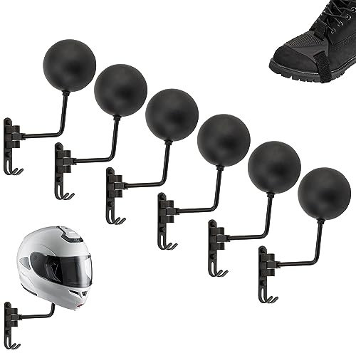 Tamstone Motorcycle Helmet Rack - 6 Pack - Motorbike Helmet Display Mount - Wall Mounted Helmet Stand - Gear Hanger with 180 Degree Rotation - Boot Protector Included