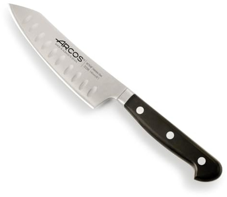 Arcos Opera - Cuchillo Santoku - Acero Inoxidable Forjado NITRUM 145 mm - Mango POM Color Negro