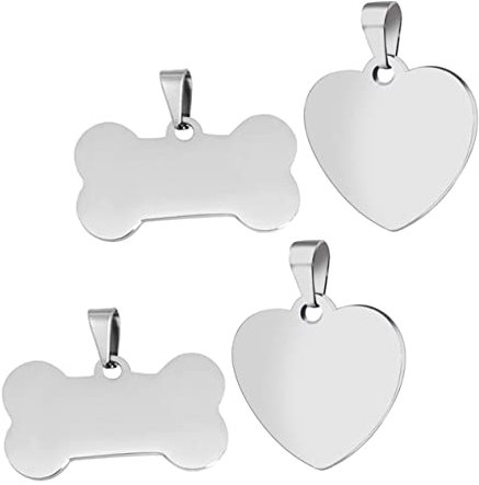 Lurrose Schlüsselanhänger 4 Stück Anhänger Aus Edelstahl Hundemarken-rohlinge Geschenketikett Diy-tags Herz-anhänger Anhänger Für Halsketten Leeres Brett Rostfreier Stahl Metall Charme