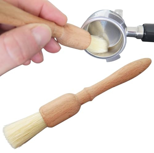 zederle Barista Pinsel mit lebensmittelechten Borsten, ergonomischer Griff aus Buchenholz, Kaffeepinsel, Kaffeebürste, Siebträgermaschine von Kaffeemehl befreien, Reinigungspinsel für Barista Zubehör