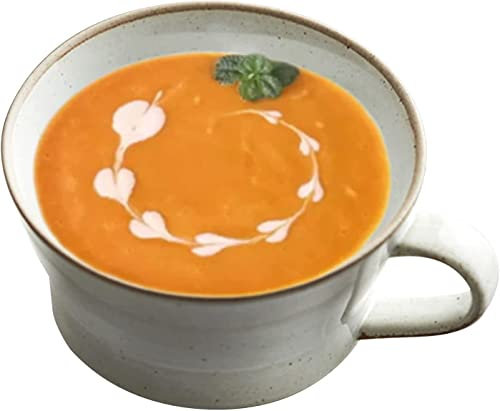 bowl,Handle Soup Cup Soup Bowl,Ceramic Breakfast Coffee Tea Soup Mugs,Vintage Coupe Soup Bowl with Handle,Small Ceramic Cream Soup Bowls for Breakfast,400ml Cup,15x12.5x6.5cm-White (Size : White)