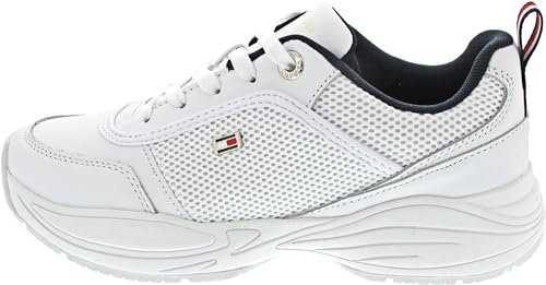 Tommy Hilfiger Damen Hilfiger Chunky Runner Fw0fw07818 Low Top, White (White/Space Blue), 38.5 EU