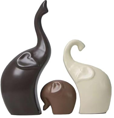 Moaobooh 3 Stück Keramik Skulpturen, Hirsch Keramik Moderne Kunst Elefant Statue Wohnzimmer Dekoration (Elefanten)
