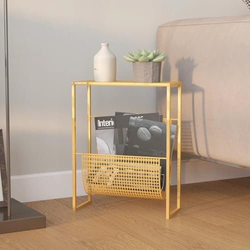 Rantry Stilvoller Zeitungsständer aus Stahl, golden, 35 x 15 x 45 cm - Deko für Büro & Wohnraum Model331669