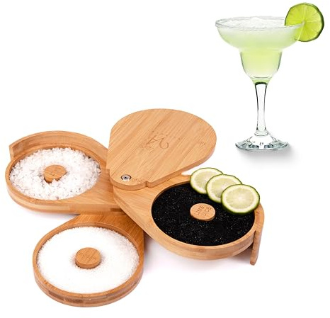 Vaisoeny Margarita - Juego de bordes de sal de bambú para cócteles con 6 esponjas de jugo y 4 alfombrillas antideslizantes, Bloody Mary, borde de sal de Manhattan para bar y fiesta en casa