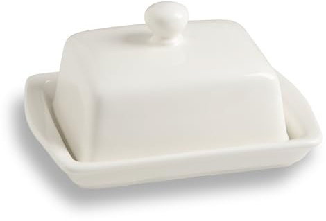 Sweejar Home Covered Ceramic Butter Dish with Lid, Large Rectangular Butter Dish,Vintage French Butter Holder for Counter, Kitchen Deco & Butter Storage(Beige)