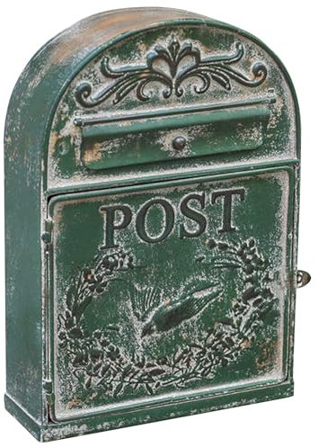 WANGJIANPENGPL Vintage-Briefkasten zur Wandmontage, Abschließbare Postkasten für Draußen, Briefkästen aus Metall im Nostalgischen Stil Heimdekorrustikales 25 x 9 x 35 cm