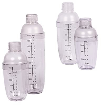 OKUMEYR 4piezas Coctelera De Plástico Transparente Con De Para Bebidas Para Bar y De Usar y Portátil