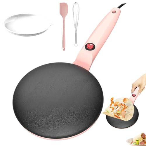 lyanny Crepera Eléctrica, Crepera Instantánea con Mango Antiadherente, Crepera Eléctrica Instantánea Antiadherente De 20 Cm, Control Automático De Temperatura, Fácil Limpieza
