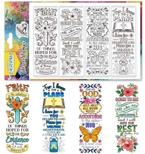 CHGCRAFT Bibel Färbung Lesezeichen Clear Stamps Transparent Stamps Puppy Silikon Clear Stamp Dichtungen für DIY Scrapbooking Fotoalbum Dekoration, 4.3x6.3 Zoll
