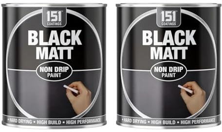 SDMAX Matt Black Non Drip Paint, Hard Drying, Long Lasting Performance, Easy To Use, Non Cracking, Portable And Lightweight, Interior And Exterior Use, 300ml Tin (2pcs)