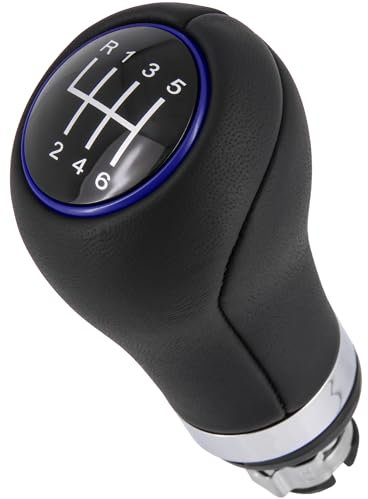 Recambo Schaltknauf 6 Gang passend für VW Fox, 2005-2011, Plug & Play, Auto Schalthebel, schwarz - blau