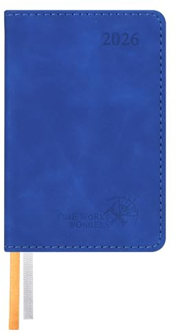 POPRUN Mini Taschenkalender 2026 Klein 12 x 8 cm - auf Deutsch - Kalender 2026 A7 Softcover mit PU-Leder - Terminplaner mit 70 GSM Papier - Königsblau