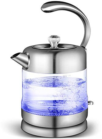 6L Glass Kettle Electric, 1500W Glass Kettles,With Illuminated Led, Stainless Steel Inner Lid & Bottom, Autooff & Boildry Protection, for Kitchen Bedroom Office,/Silver (Silver) FANDIAO