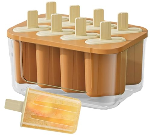 Molde Para Helados,Molde De Silicona Con 8 Cavidades Para Polos Pequeños | Fácil Desmolde Para Postres Caseros Como Yogur, Pudín, Mermelada Y Gelatina