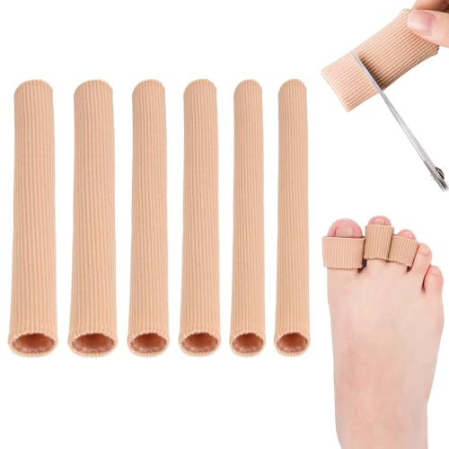 EnixwH 6 Pezzi Proteggi Dita Piedi Silicone, Tubolare per Dita Piedi Tagliabile, 15 CM Comoda Salvapunte In Silicone, Cuscino per Calli, Vesciche, Alluce Valgo Trattamento