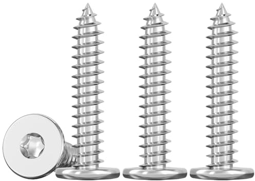 Drenky Vis a Bois en Inox M5x30mm Mince Autotaraudeuses à Tête Plate M5 Vis à Bois, EntièRement Fileté, 50 Pièces