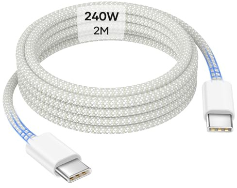 Zestiq Cable Cargador 240W USB C a USB C, Cable Cargador Tipo C, Cable de Carga Rápida para iPhone 17/16/15 Series, MacBook Pro/Air, HP, iPad Pro, Galaxy S25, Switch 2, Steam Deck - 2M