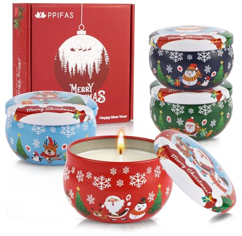 PPIFAS Christmas Scented Candles Gift Set, Candle Gift Box, Holiday Scented Candles Gift for Women, Natural Soy Wax Aromatherapy Candle, Home Decor