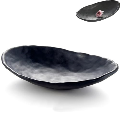 RPHONGHONG Oval Schlüsselschale, Deko Flur Bowl Schmuckschale Dekoschale Schwarze Schmucktablett Modern für Flur Münzen Autoschlüssel Schmuck im Eingangsbereich (20 * 13,5 * 4cm)