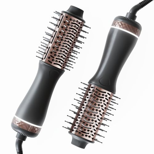 Tresses Touch Rundbürstenföhn Mini Föhnbürste 4 in 1 Warmluftbürste für Trocknen Volumisieren Glätten Locken für Alle Haartypen, Heißluftbürste für 3 Temperatur, 2 Luftstromstufen, 220-240V EU Plug