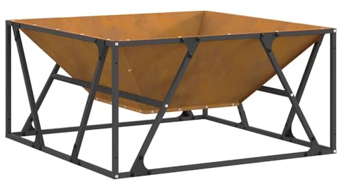 Braciere da esterno in acciaio resistente, focolare per giardino 80x80x40 cm, camino portatile per patio, riscaldatore esterno elegante per spazio aperto, raduni all'aperto, serate sotto le stelle