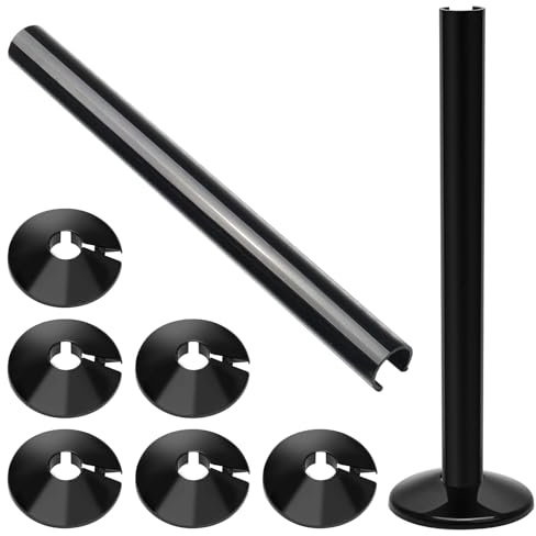 8 Pack Radiator Pipe Covers Set, 15mm X 200mm Plastic Radiator Pipe Cover Sleeves, Including 2 Plastic Radiators Pipes Collars and 6 Decorative Pipes Caps for Professional Home Finishing