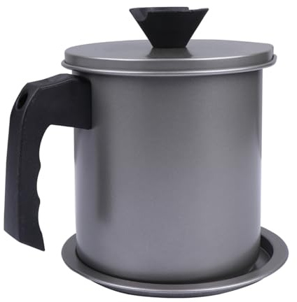 GRIRIW Pot à Huile Inox 1,4 L Filtre Anti-goutte et Récipient Étanche Cuisine, Huilier Pratique Bec Verseur, Réservoir de Stockage D’huile Multifonction Adapté à Usage Domestique