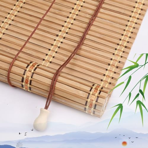 Bamboo Blinds Roll Up Shades, Walnut, 120W x 140H cm/47x55in