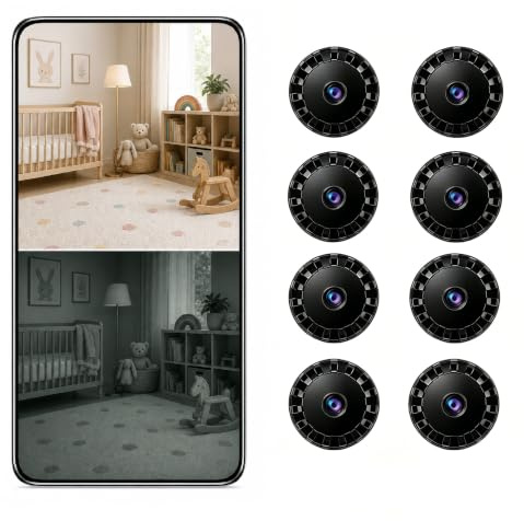 XUEVORIY 8 PCS Mini Telecamera Spia WiFi, Videocamera di Sorveglianza Full HD 1080P con Visione Notturna e Rilevamento Movimento, Controllo Remoto Tramite App L/X I